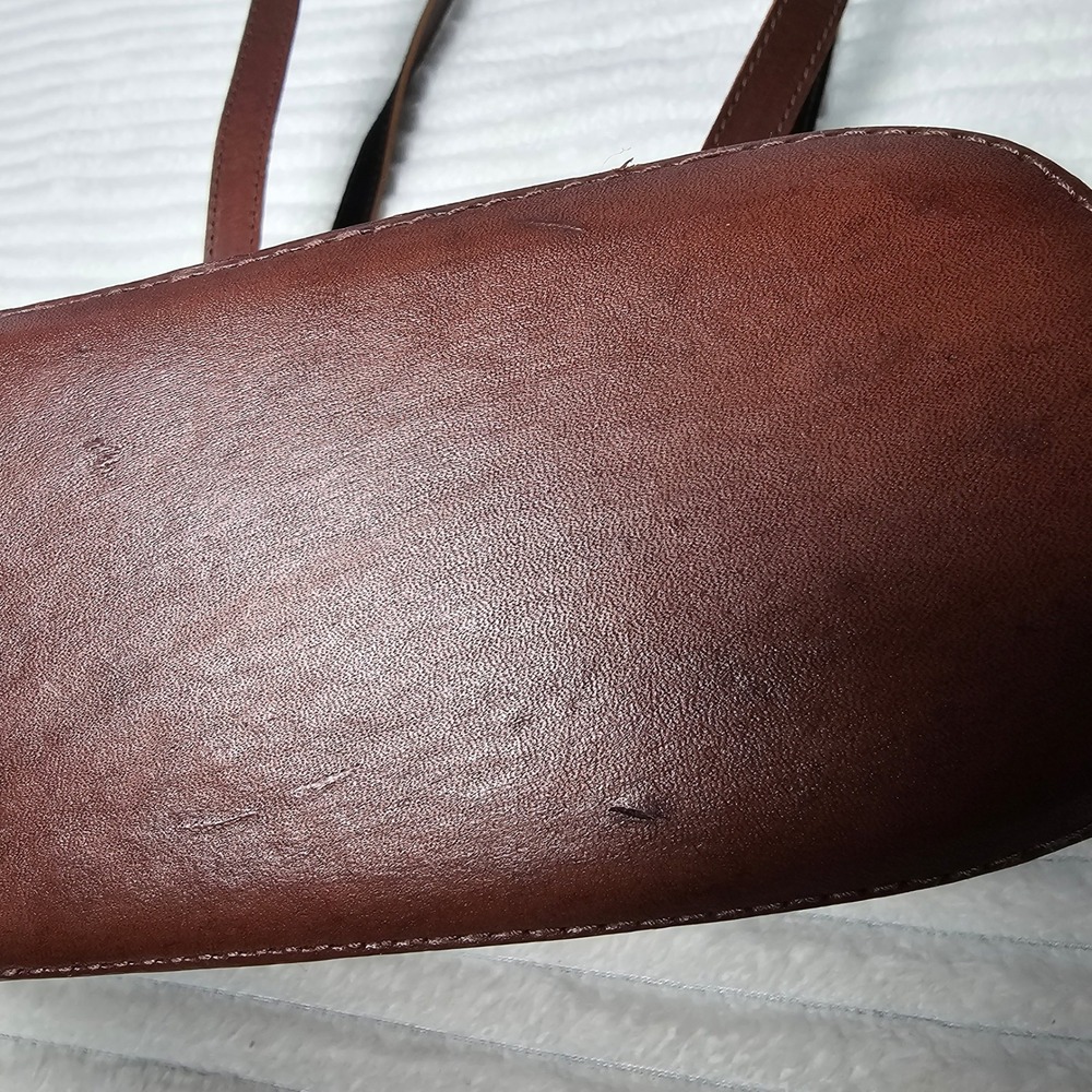 Handmade Bolivian Leather Suede Tote Bag Brown Geometric Woven Textile Artisan‎ - Picture 7 of 12